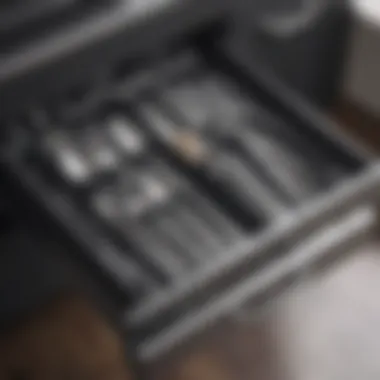 Close-up of a well-arranged acrylic silverware organizer