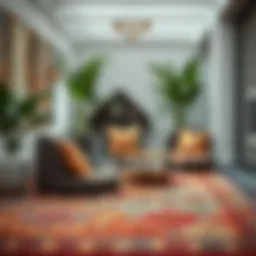 A vibrant indoor-outdoor carpet showcasing intricate patterns