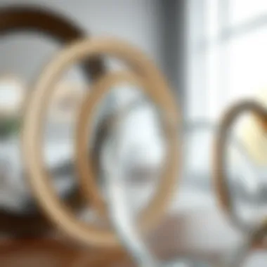 Close-up of different types of glass used in oval frames