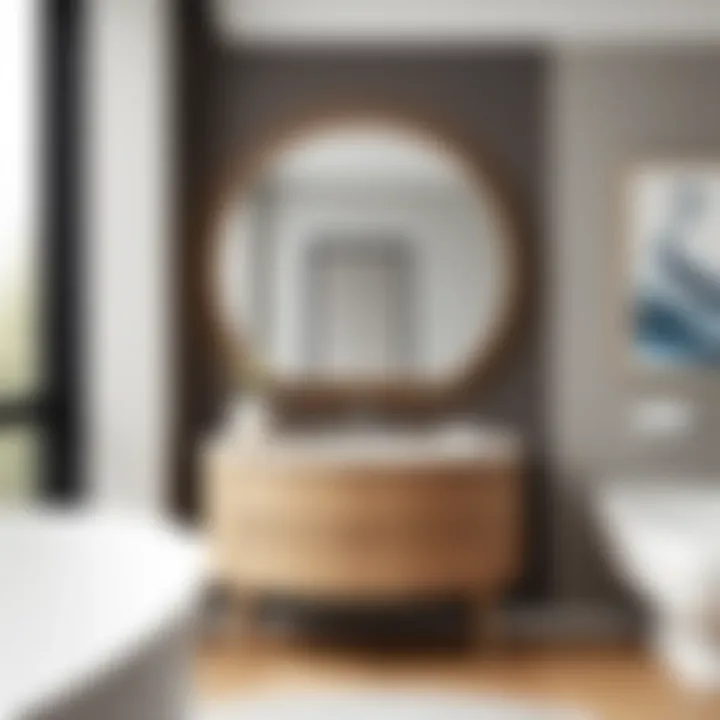 Stylish round vanity cabinet harmonizing with contemporary decor