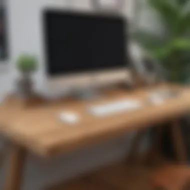 Stylish wooden desk with iMac 24