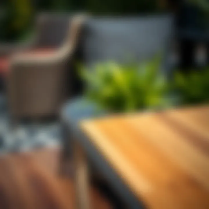 Close-up of durable materials used in small outdoor tables