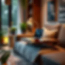 Cozy workspace setup with laptop lap desk and cushion