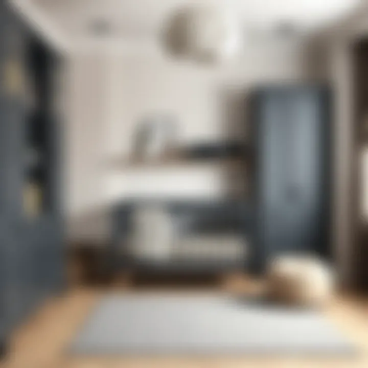 Functional dark grey storage solutions in a nursery