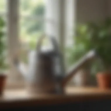 A watering can designed ergonomically for ease of use in indoor gardening