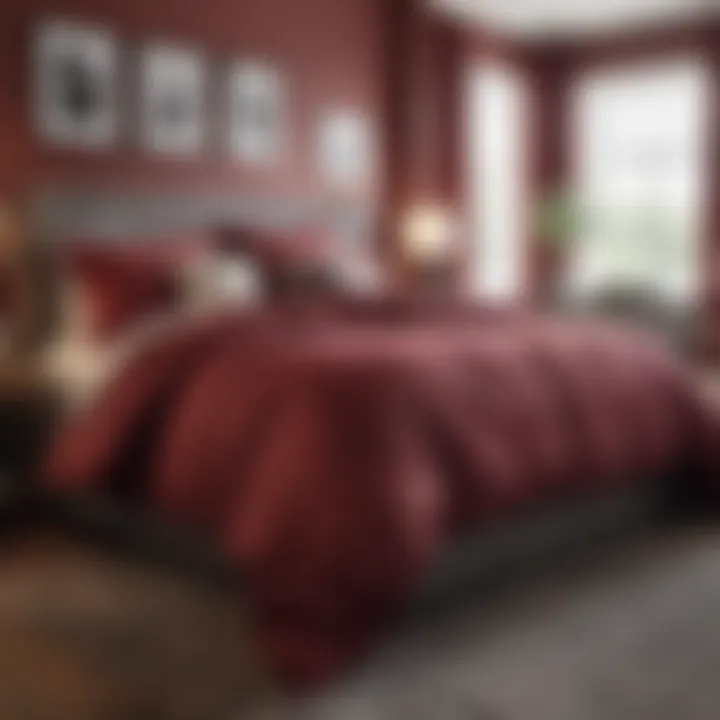 Stylish bedroom decor featuring burgundy comforter set