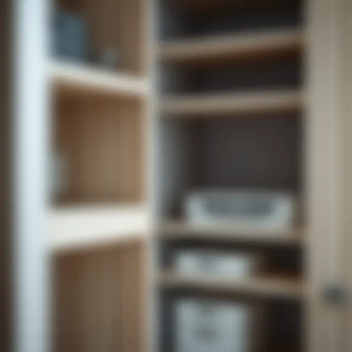 Close-up of sliding shelves showcasing storage space