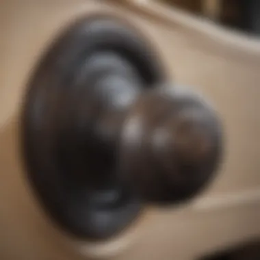 Close-up of an intricate handle knob design highlighting craftsmanship and detail.