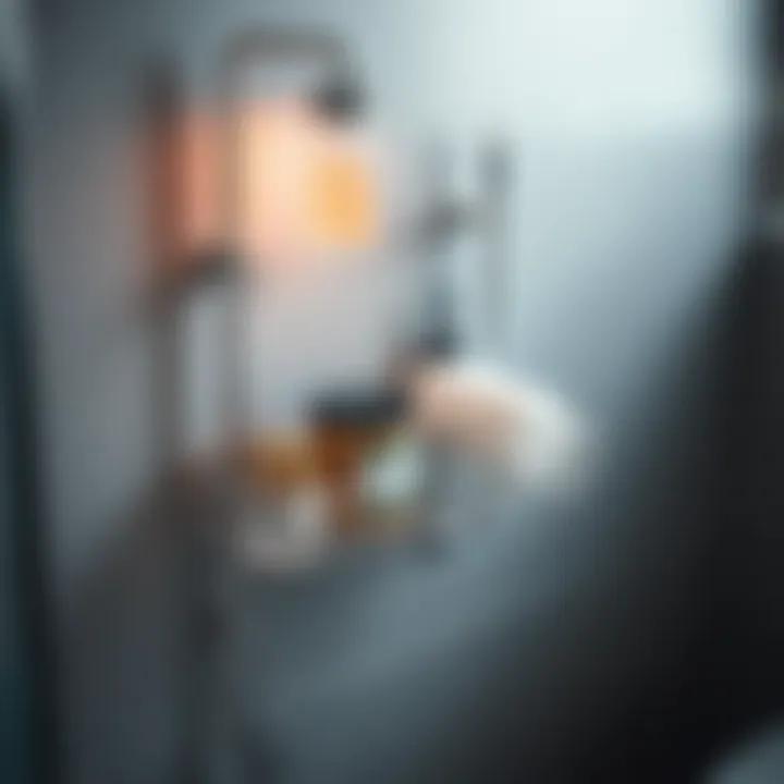 Sophisticated wall-mounted shower caddy with ample storage.