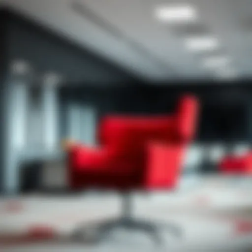 Elegant red conference chair in a modern office setting