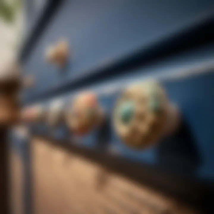 Artistic ceramic knobs adding color to a dresser