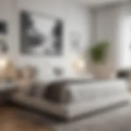 Elegant modern white platform bed in a stylish bedroom setting