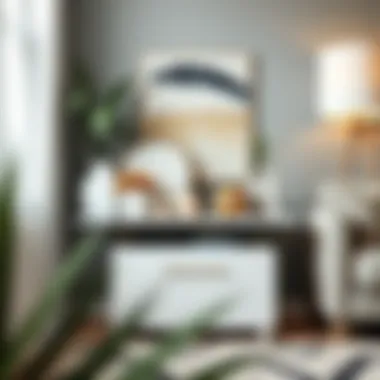 White side table styled with various decorative items