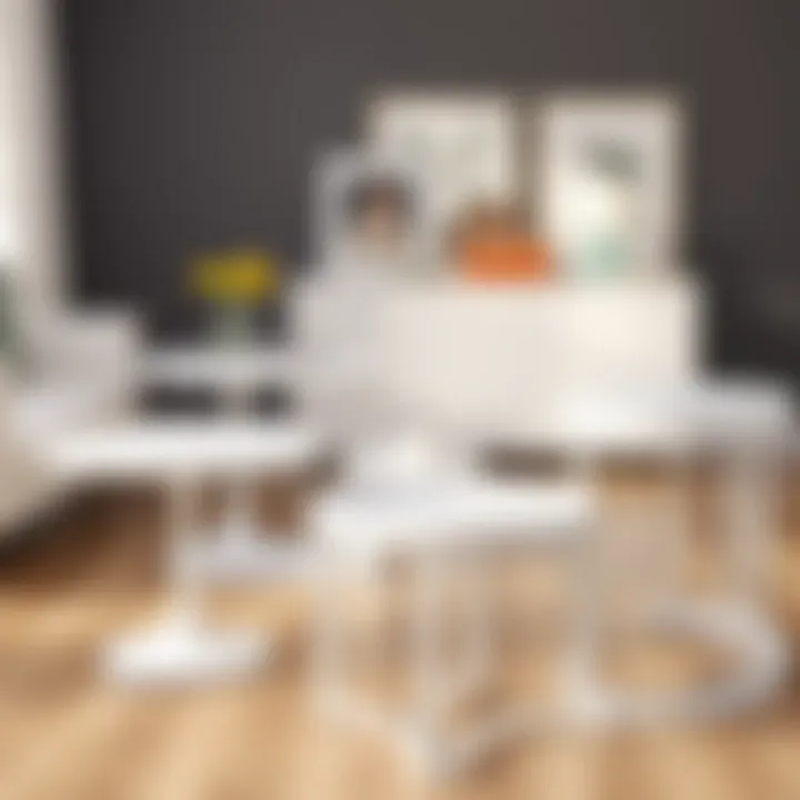 Different design variations of white side tables