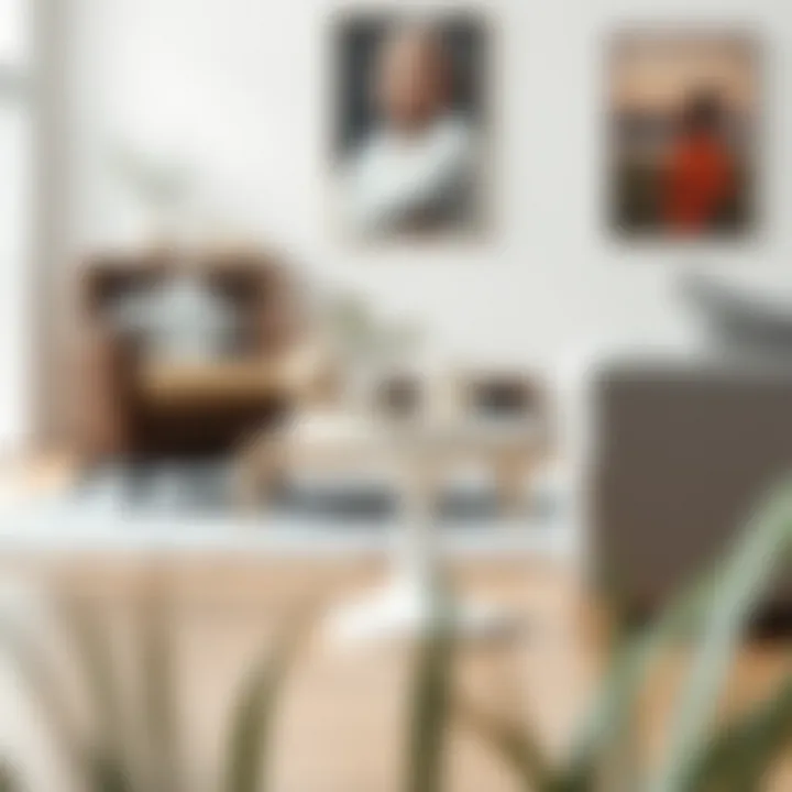 Contemporary living room featuring a modern white side table