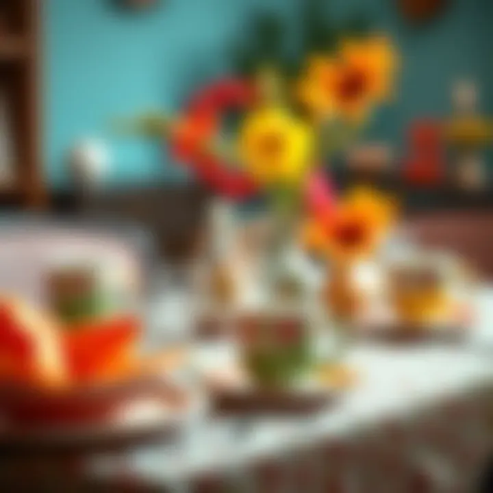 Vibrant and colorful party tableware arrangement