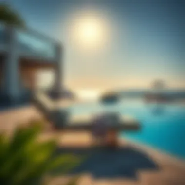 Elegant Chaise Lounge by the Pool Elegantly designed chaise lounge under a sunny sky