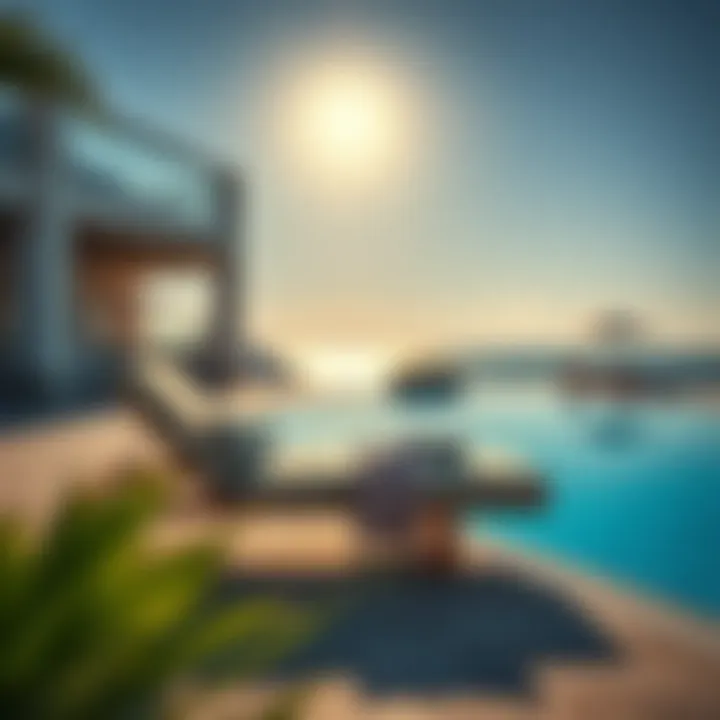 Elegant Chaise Lounge by the Pool Elegantly designed chaise lounge under a sunny sky