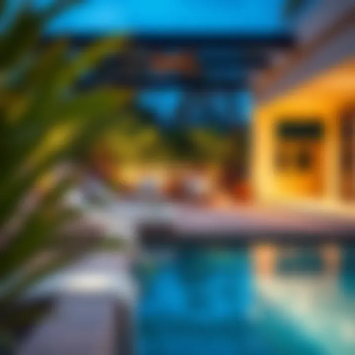 Chic Outdoor Space with Chaise Lounges Stylish outdoor space featuring chaise lounges