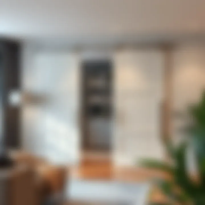 Installation overview of sliding closet doors in a modern space