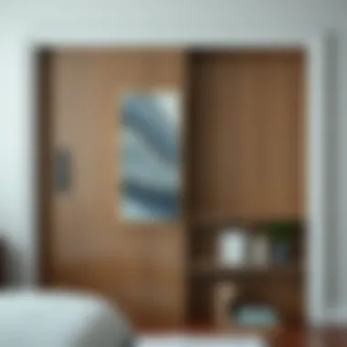 Detailed view of materials used in sliding closet doors