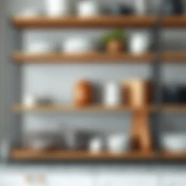 Close-up of a well-maintained kitchen shelf featuring quality materials