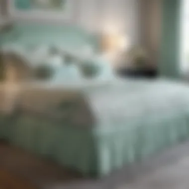 Different design options for seafoam green bed skirts