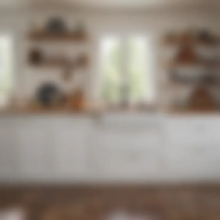 Stylish white cabinetry harmonizing with rustic wooden accents