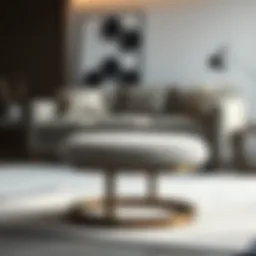 Elegant foot stool complementing a modern sofa