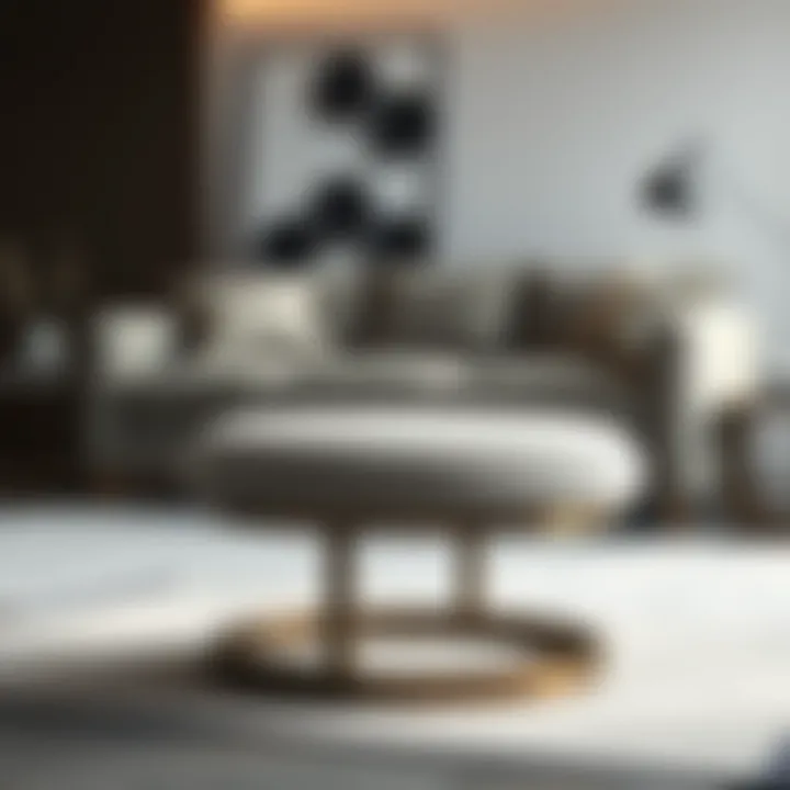 Elegant foot stool complementing a modern sofa