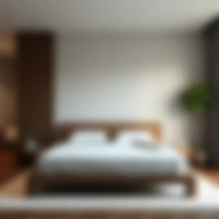 Stylish slab bed frame in a contemporary bedroom setting