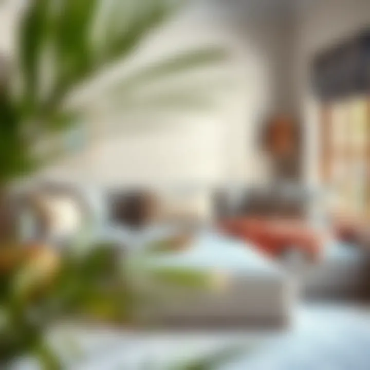 Ottomans in a Cozy Reading Nook Square fabric ottomans arranged in a cozy reading nook with accent pillows and a throw.