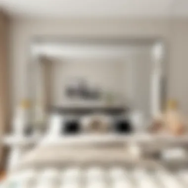 Stylish oversized beveled mirror enhancing a minimalist bedroom