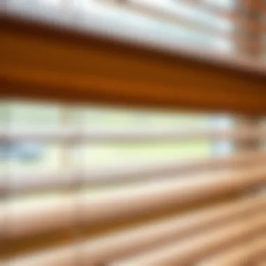 Close-up of wood blinds showing texture and finish