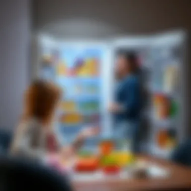 A family enjoying fresh food from the refrigerator