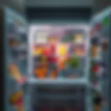 A modern refrigerator showcasing organized fresh produce and dairy