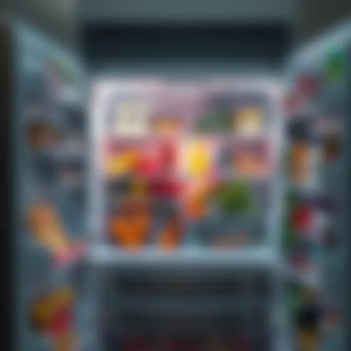 A modern refrigerator showcasing organized fresh produce and dairy