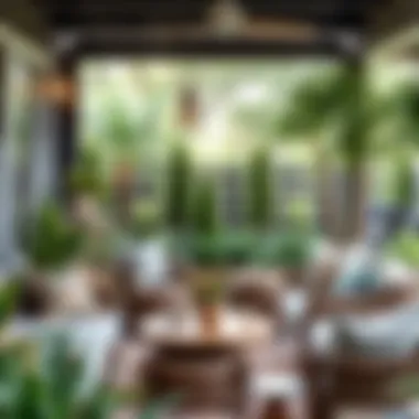 Charming aesthetic accents in a small outdoor seating area