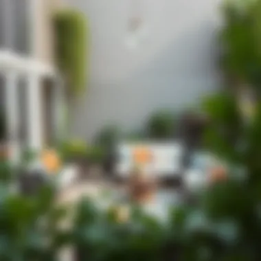 Creative furniture layout maximizing space on a small patio