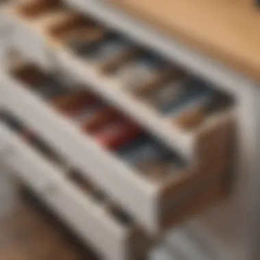 A close-up view of a mini drawer divider installation.