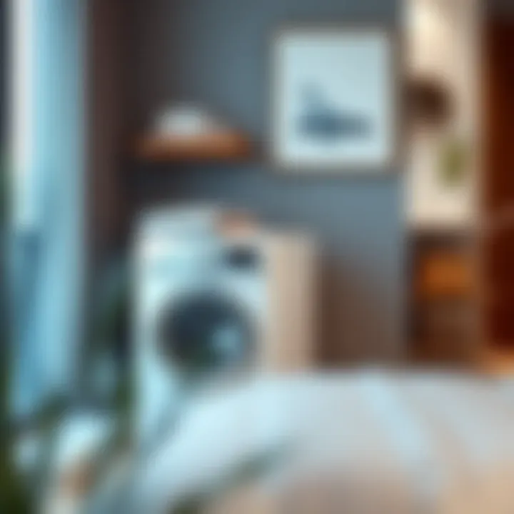Elegant Laundry Hamper in Urban Living Stylish laundry hamper integrated into modern apartment decor