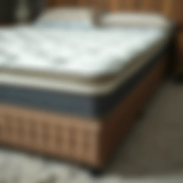 Close-up of mattress on a box spring