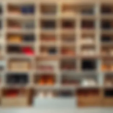 Shoe boxes showcasing various footwear styles