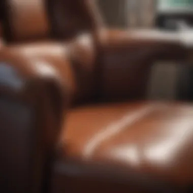 Close-up of the texture and finish of a leather desk chair