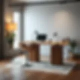 A stylish bar height office desk showcasing modern design elements.