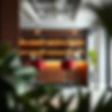 Bar Height Desk in Office Design A well-integrated bar height desk within a contemporary office layout.