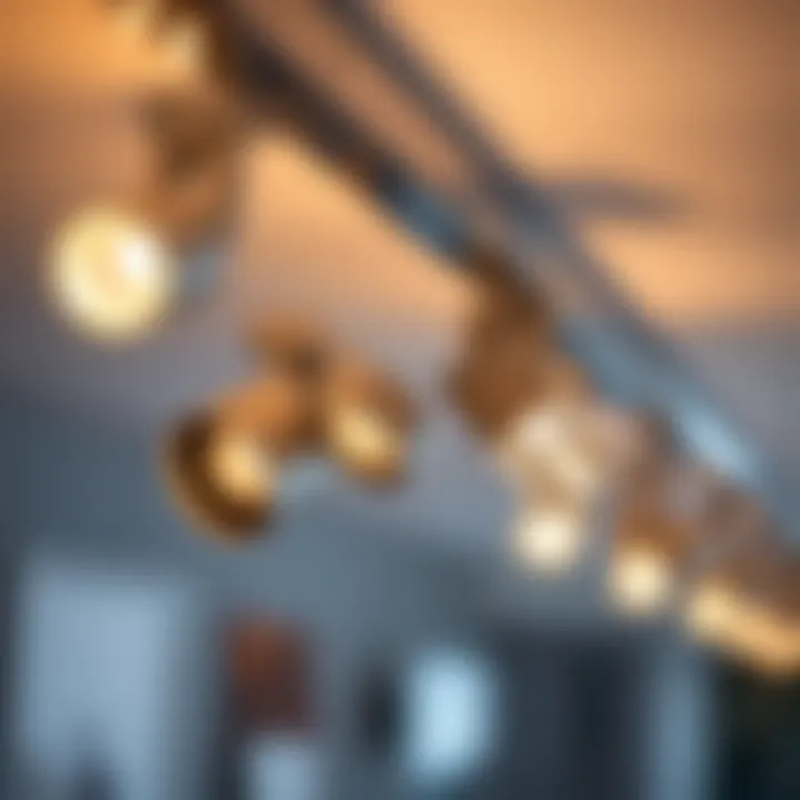 Close-up of versatile track lighting installation