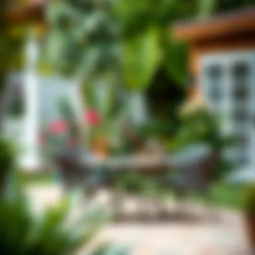 Elegant Brown Steel Patio Table Set Elegant brown steel patio table set in a serene outdoor setting