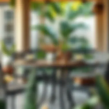 Stylish brown steel patio table adorned with decorative elements