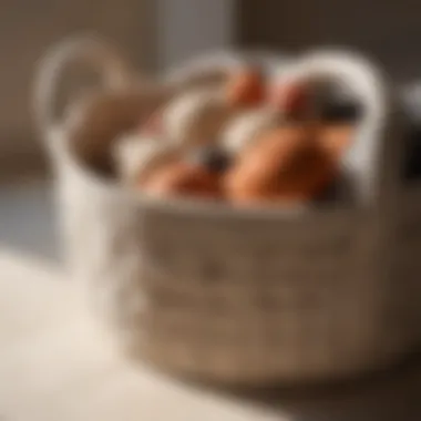 Close-up of sustainable materials in a large felt basket